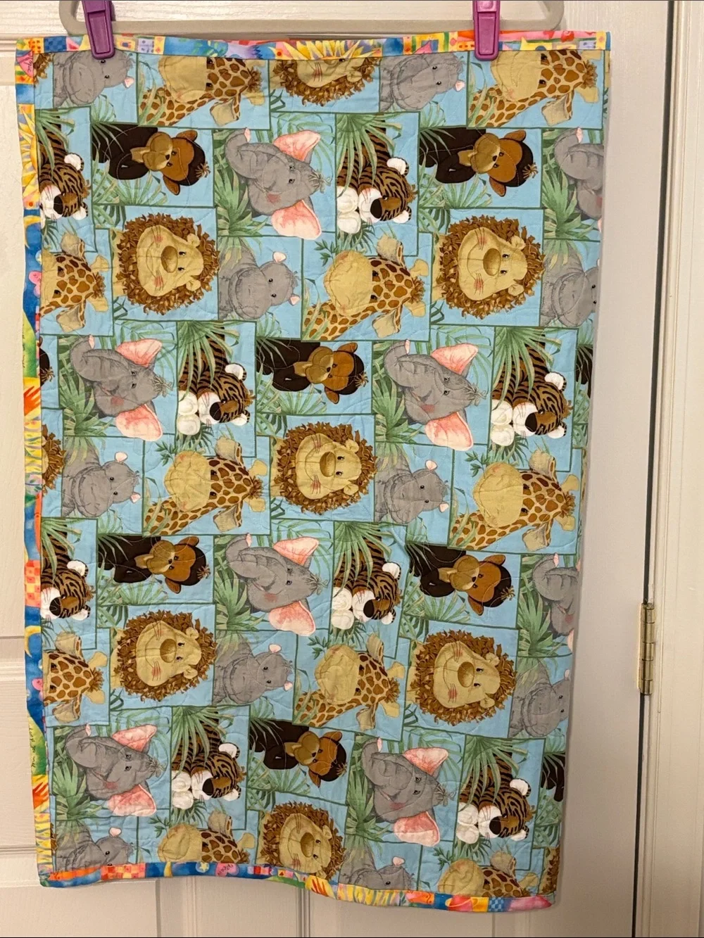 Hand Made Reversible Baby Child Quilt Farm Animals and Characters
